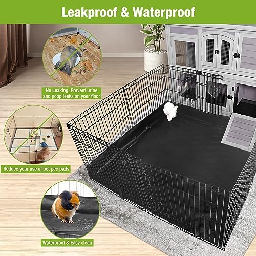 GUTINNEEN Rabbit Hutch Indoor Outdoor Bunny House Guinea Pig Cage on Wheel with Plastic Tray