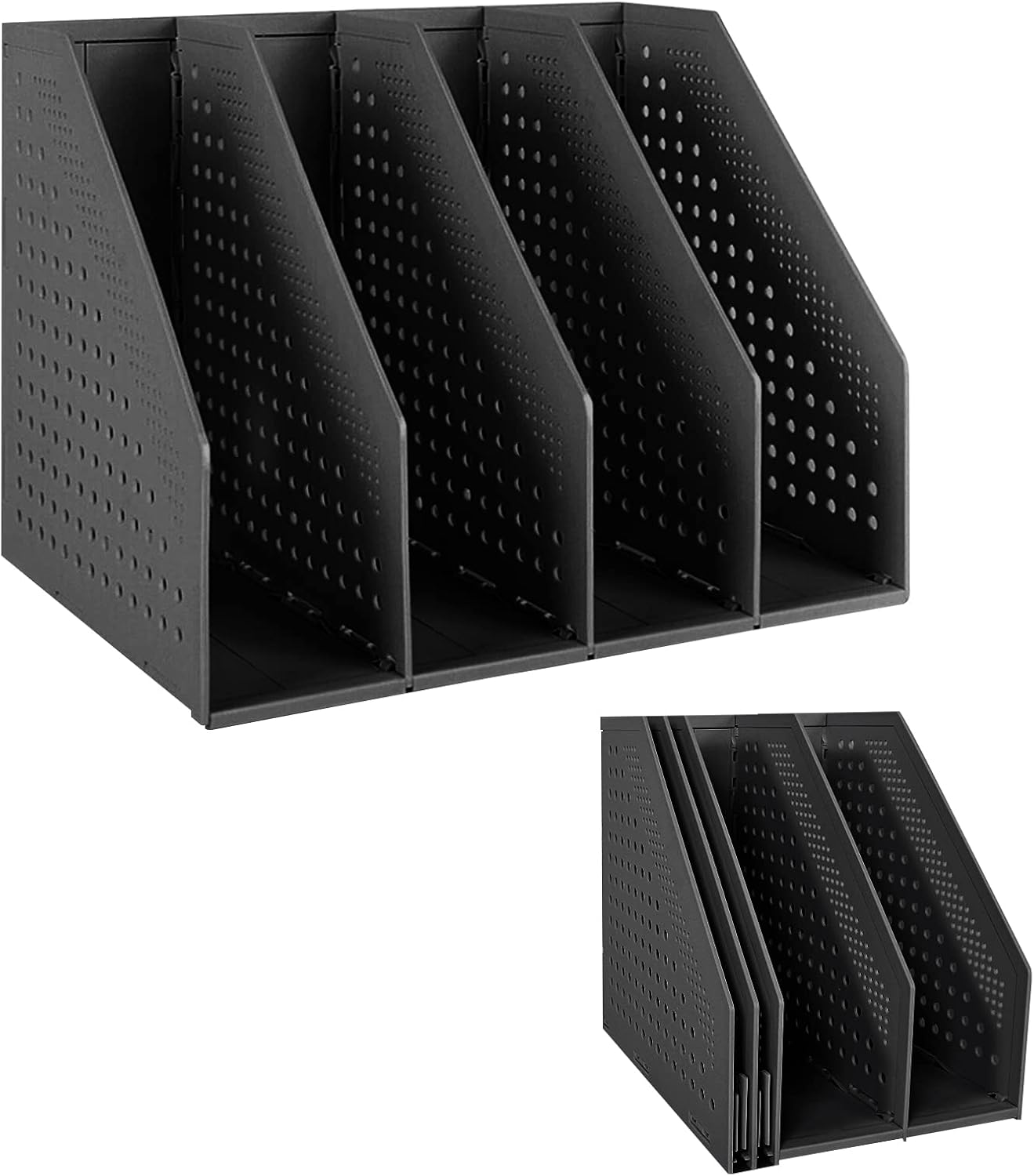 SAYEEC Collapsible Magazine Holder Plastic Desktop 4 Compartment File Rack Magazine Organizer Vertical File Divider Sorter Storage Document