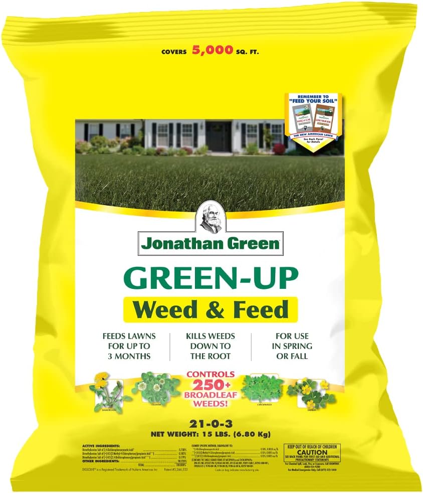 Jonathan Green (12345) Green-Up Weed & Feed - 21-0-3 Grass Fertilizer & Weed Killer (15,000 Sq. Ft.)