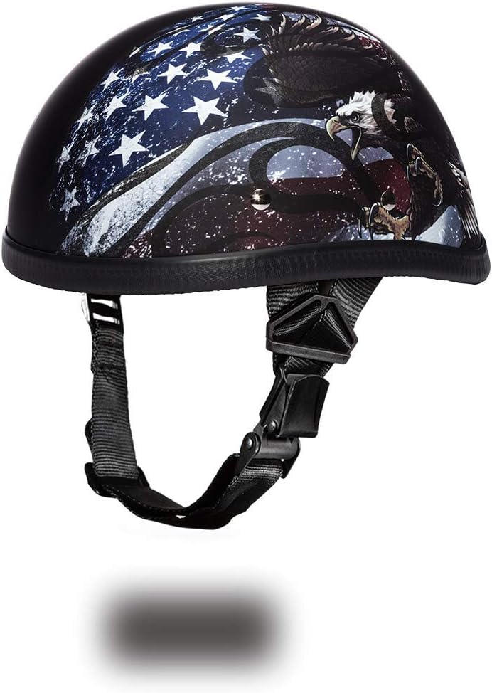 Daytona Helmets Graphics Bicycle Helmets for Men - Novelty Half Helmet with Breathable Liner - Retro Skull Cap – Eagle Headgear with Head Wrap