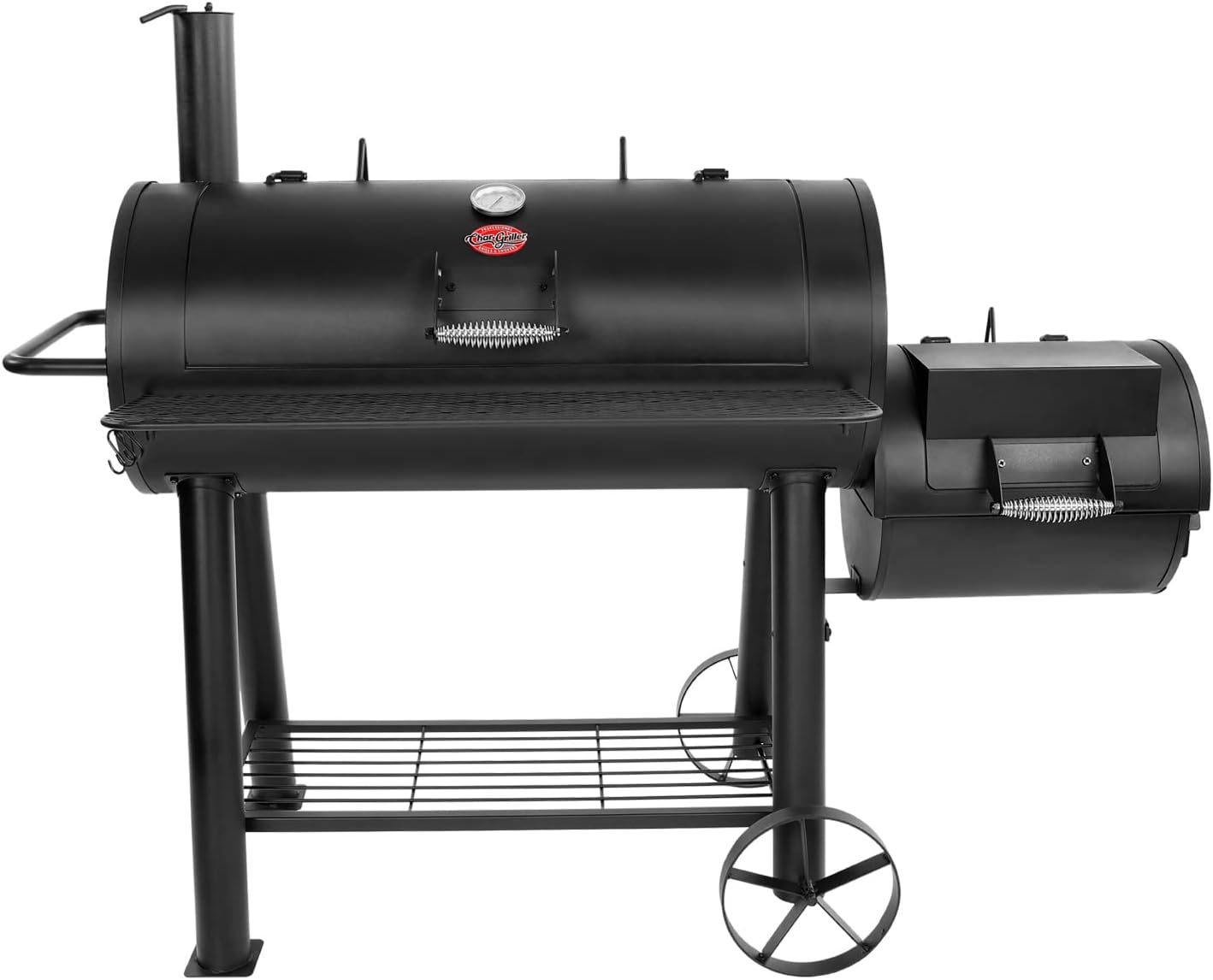 Char-Griller® Competition Pro® Barrel Grill and Offset Smoker, Includes Side Fire Box for Texas-Style Offset Smoking, Metal Cooking Grates, 1