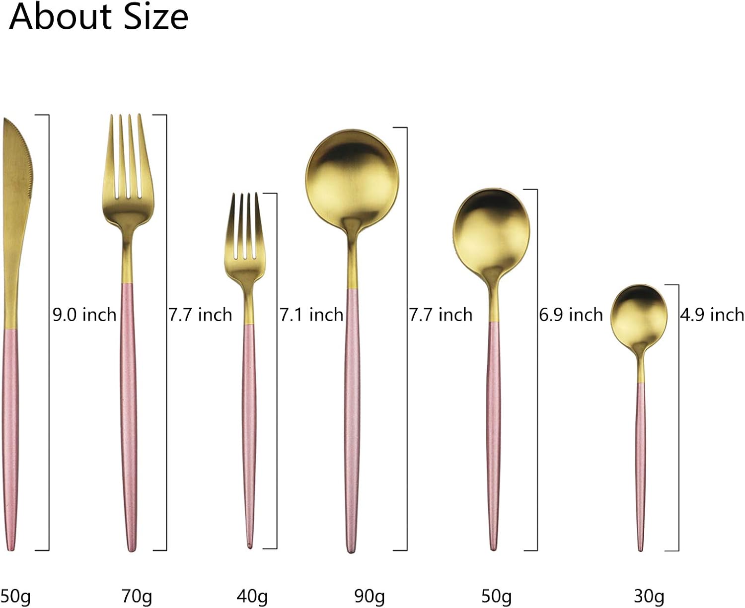 JASHII Luxury 18/10 Rainbow Flatware Set - 304 Stainless Steel Colorful Cutlery - 5-Piece Adaline Royal Modern Satin Finish for Birthday