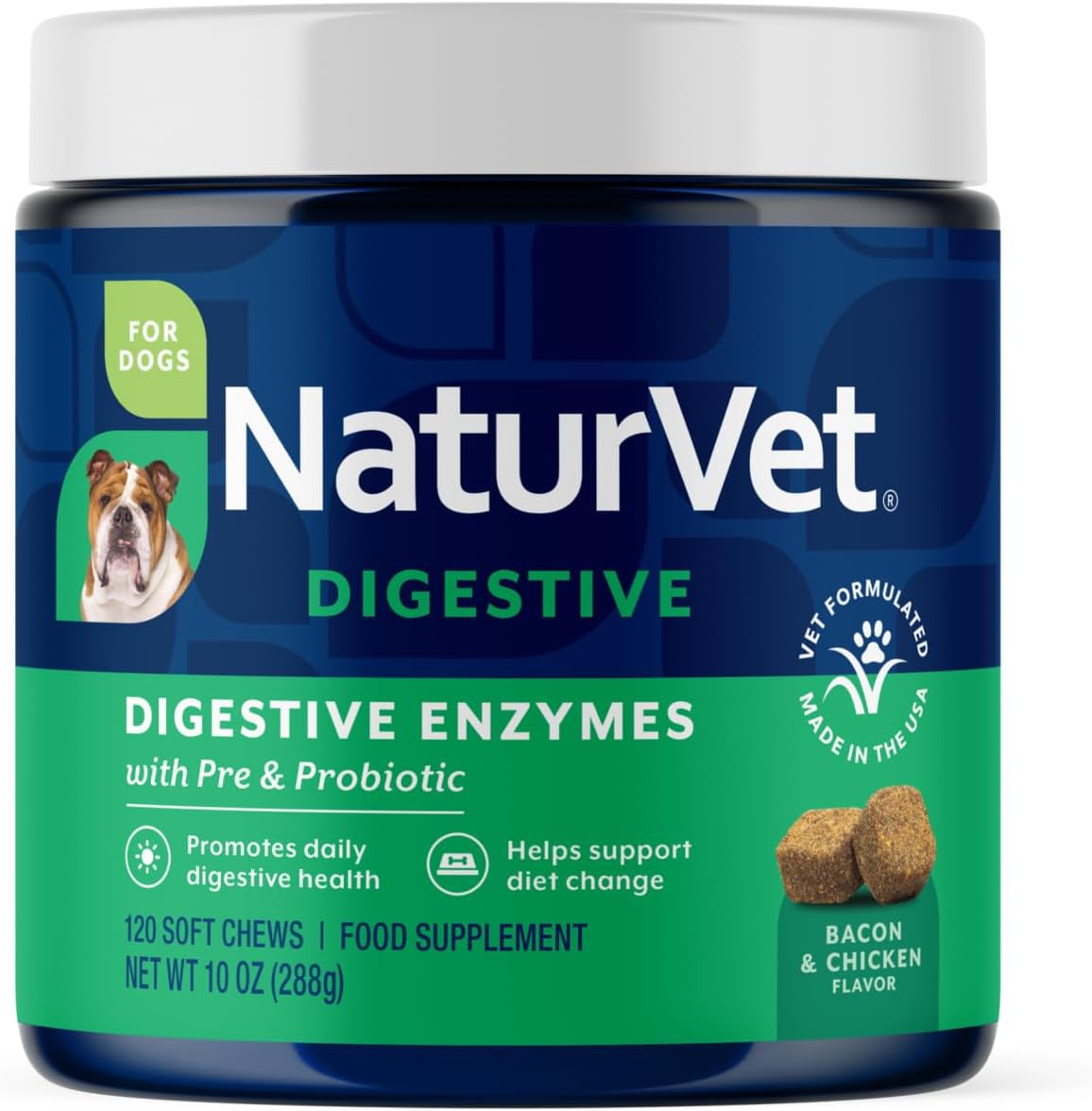 NaturVet Digestive Enzymes with Pre & Probiotic for Dogs & Cats - 8 oz | Supports Diet Changes & a Healthy Digestive Tract with Prebiotics, Powder