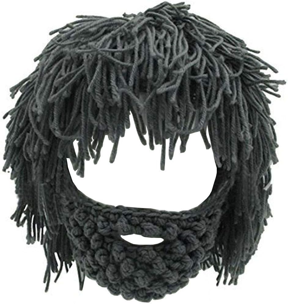 Creative Barbarian Knit Beard Hat Funny Knit Cap Wig Beanie Hats