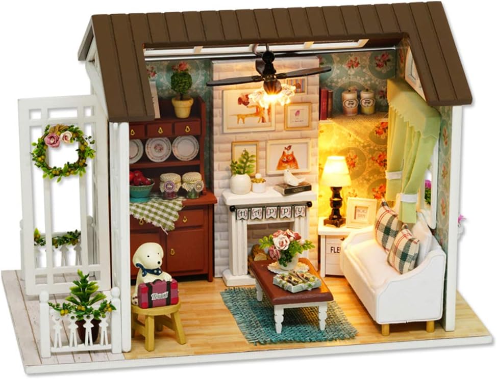 DIY Miniature House Kit with Furniture for Kids Teens Adults Aged 14+ | 1:24 Scale Wooden Mini Doll House Accessories Creative Room Book Nook(Forest Times)