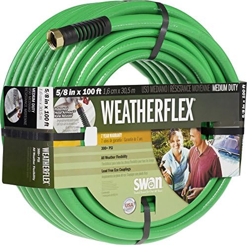 Swan Products SNWF58100 WEATHERFLEX Medium Duty All Temperature Use Garden Hose 100' x 5/8", Green