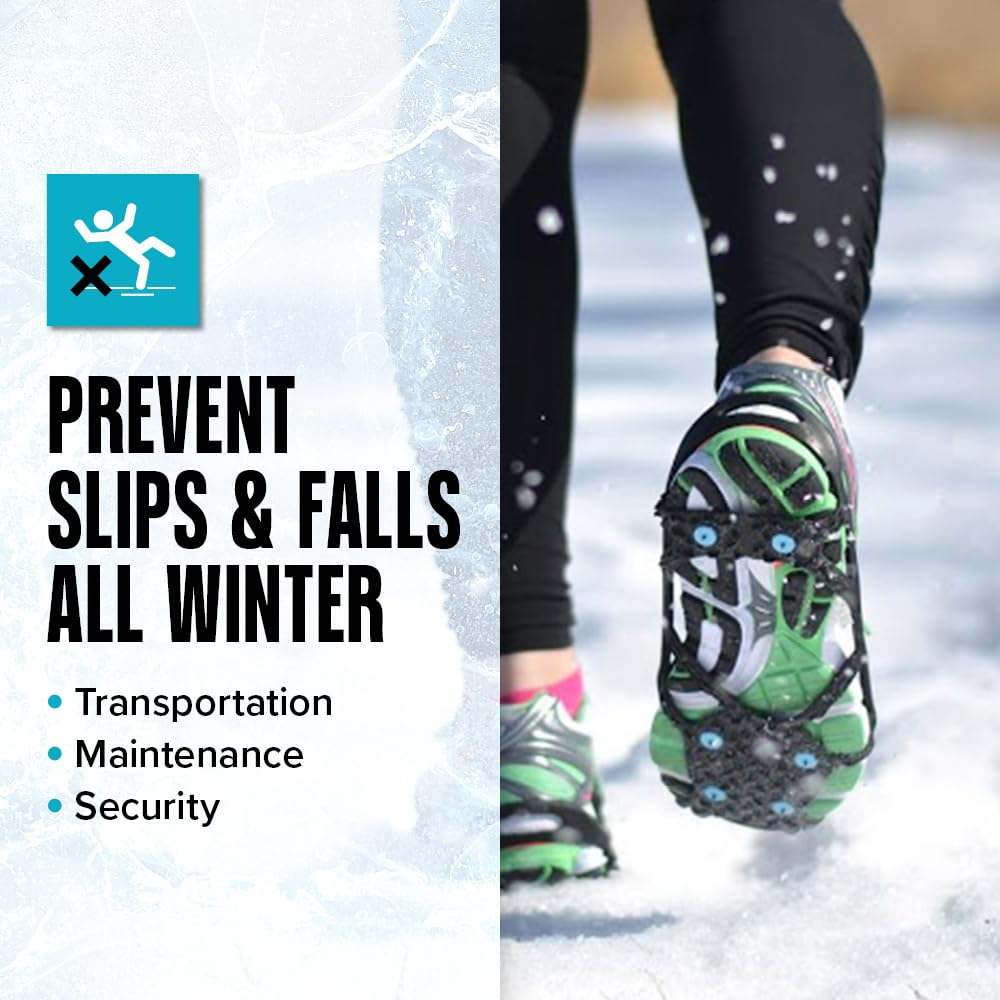 Due North Everyday Pro Traction Aids for Running and Walking on Ice and Snow - Ice Cleat Winter Spikes for Men & Women