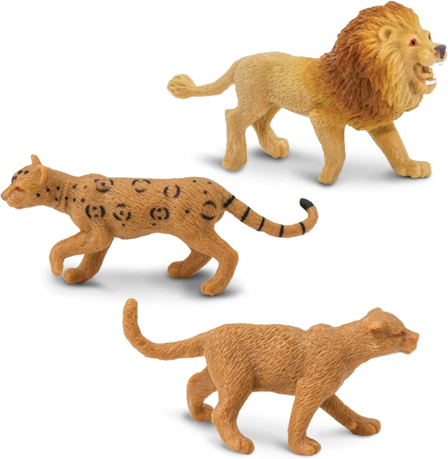 Safari Ltd. Big Cats TOOB - 9 Mini Figurines Including Lion, Tiger, White Tiger, Jaguar, Black Jaguar, Mountain Lion, Cheetah, Leopard