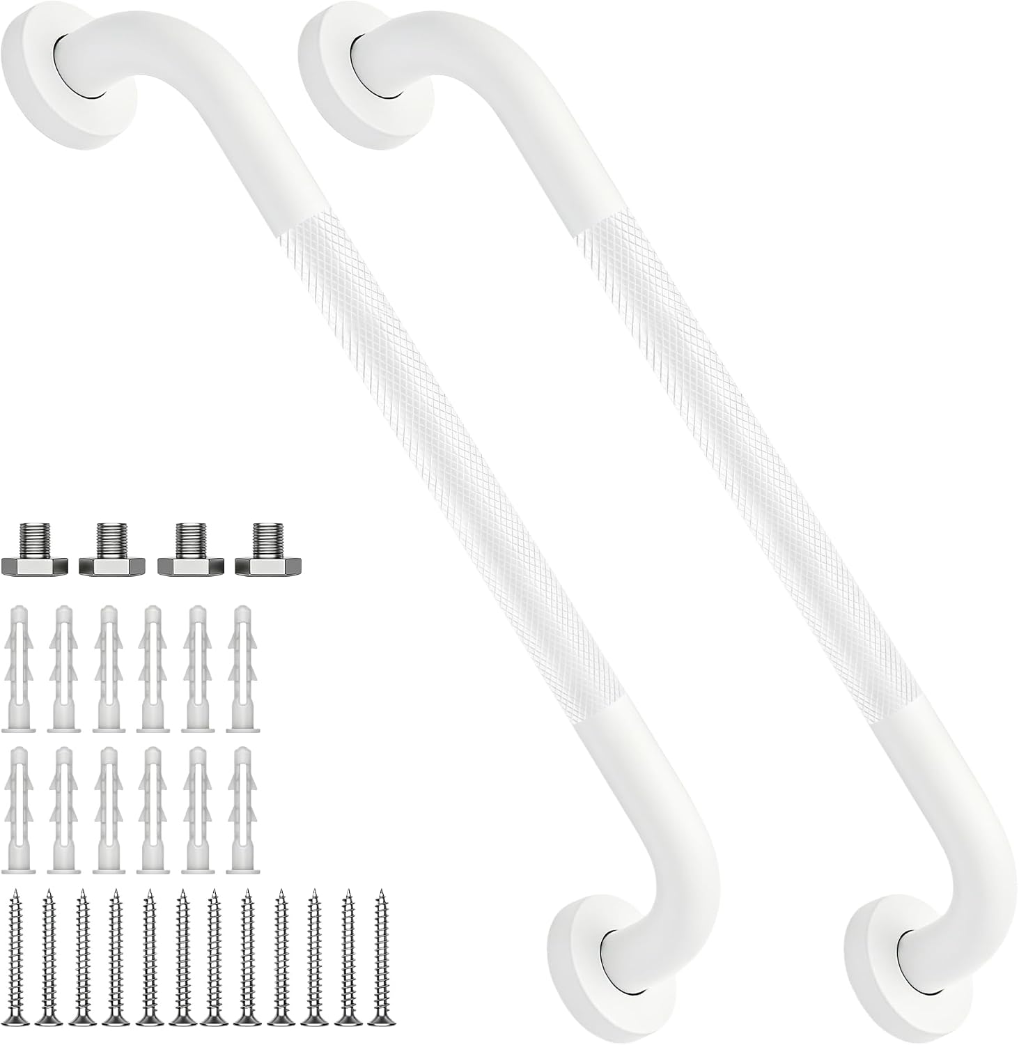 12 Inch Shower Grab Bar 1.25" Dia,Brushed Nickel Anti Slip Bathroom Grab Bar, 304 Stainless Steel Knurled Handicap Grab Bars, Safety Support Handrail,Bath Shower Handle for Elderly Injury Senior