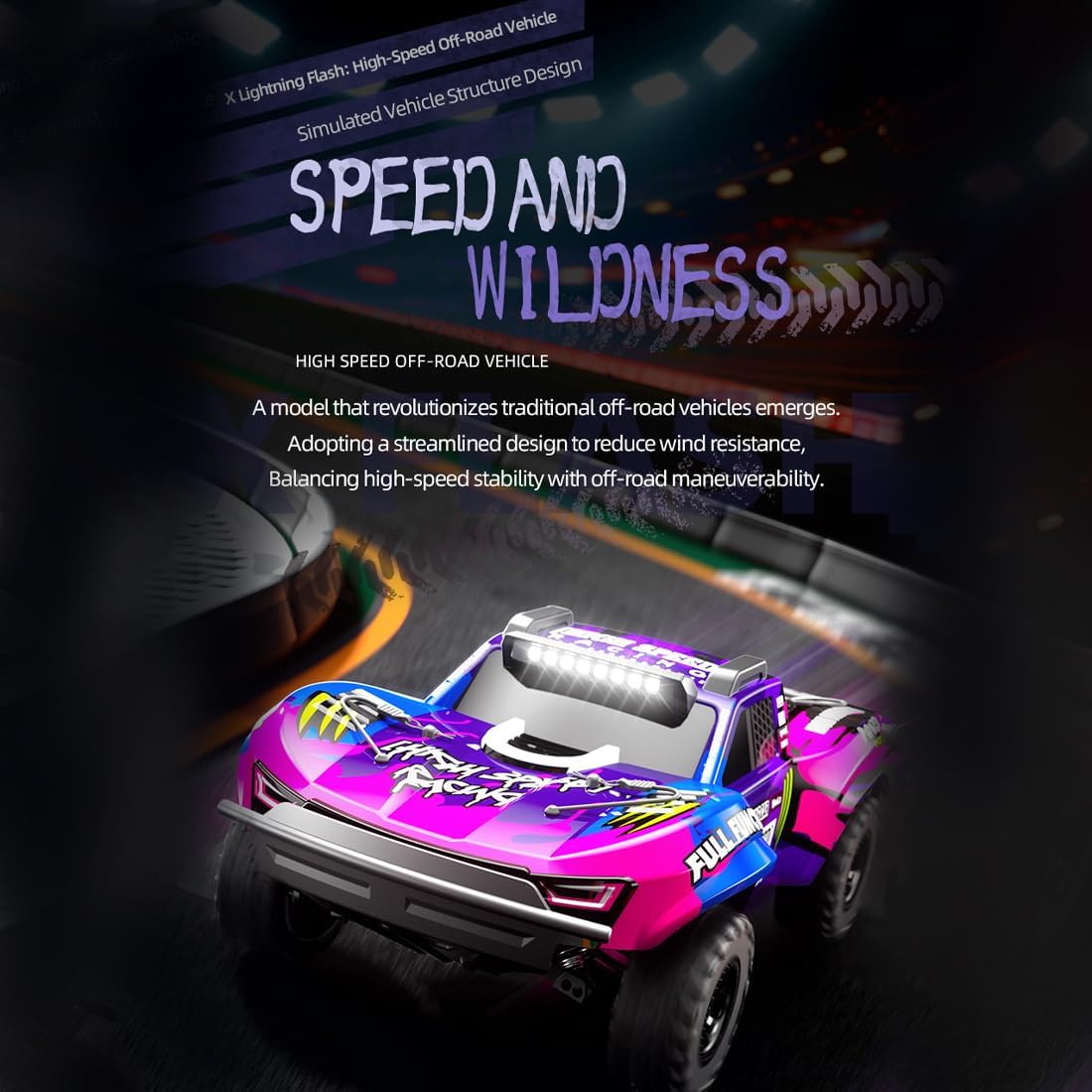 1:10 Scale 4WD Fast Off-Road RC Car – 85km/h High-Speed Remote Control Truck with Metal Gears, Steel CVD Shafts, 90A Waterproof ESC, 5200mAh Battery