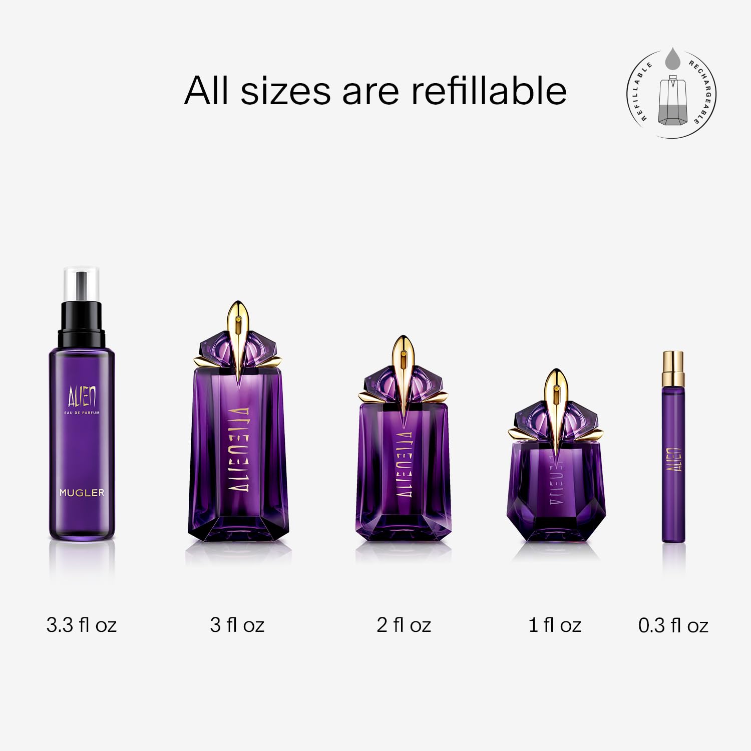 Mugler Alien Eau de Parfum - Long Lasting Floral Woody Womens Perfume | Fragrance With Jasmine, Cashmeran Wood & Amber - Bold Feminine Fragrance Perfect for Daily Wear- Refillable Bottle