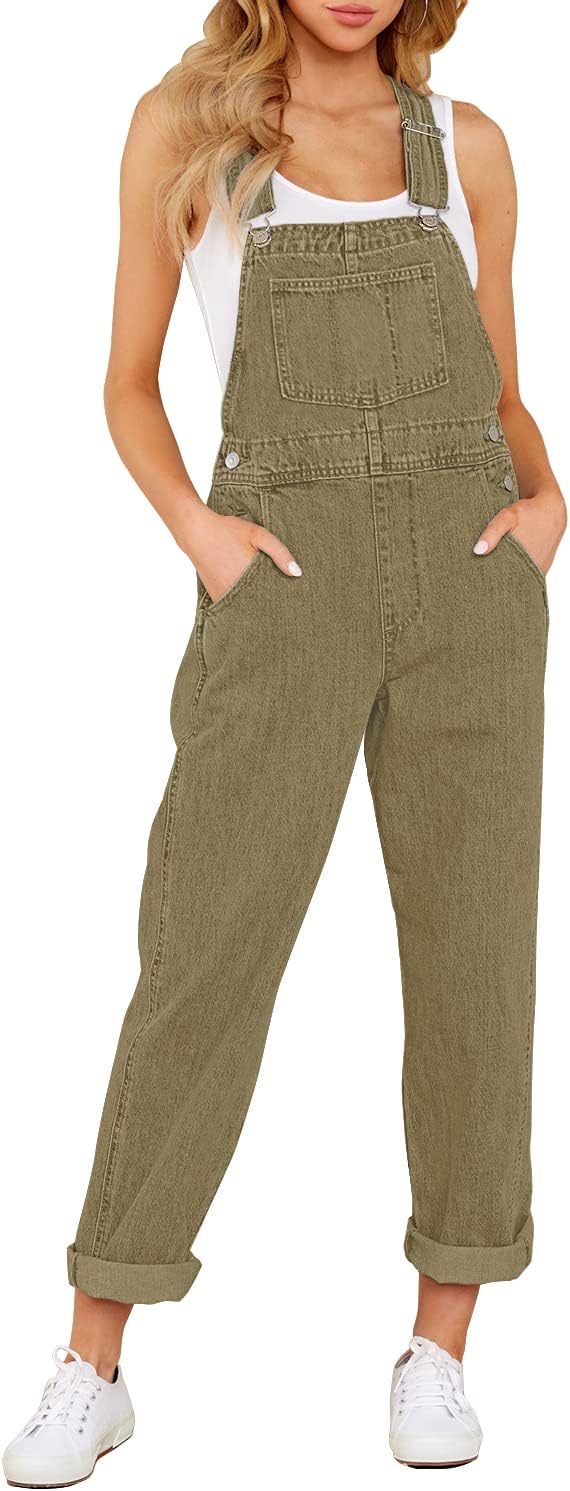 luvamia Women's Casual Stretch Adjustable Denim Bib Overalls Jeans Pants Jumpsuits