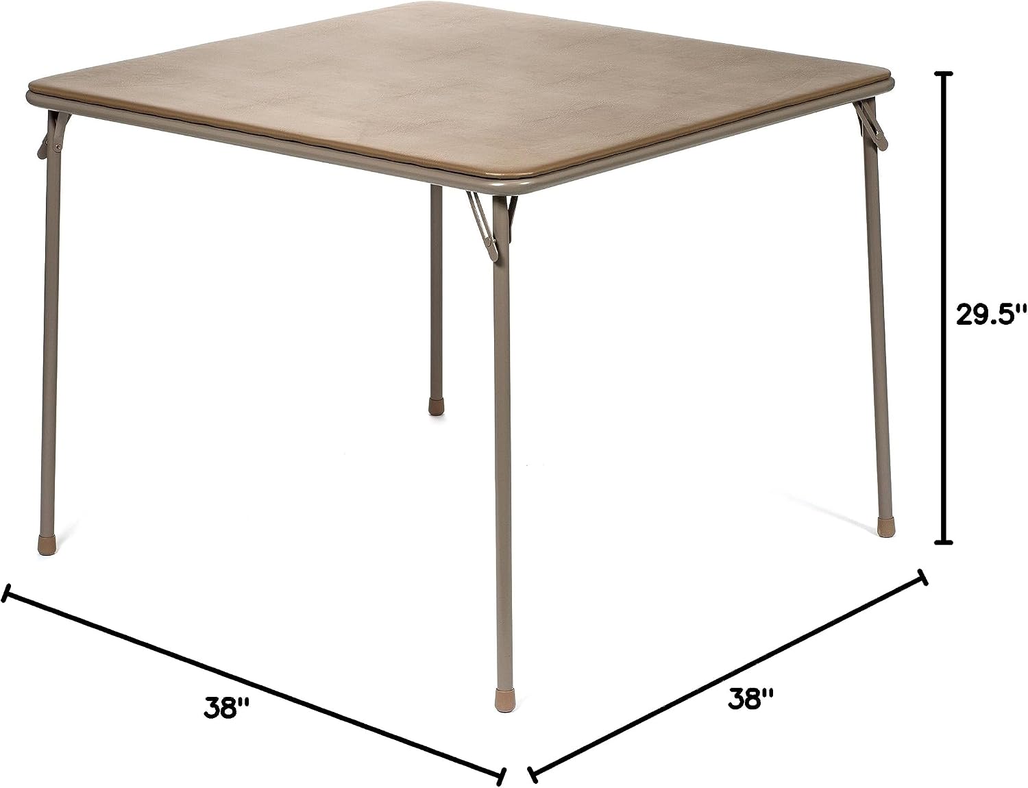 38" Square Folding Card Table - Portable, Easy-to-Store, Vinyl Upholstered, Sturdy Steel, Wheelchair Accessible - Beige
