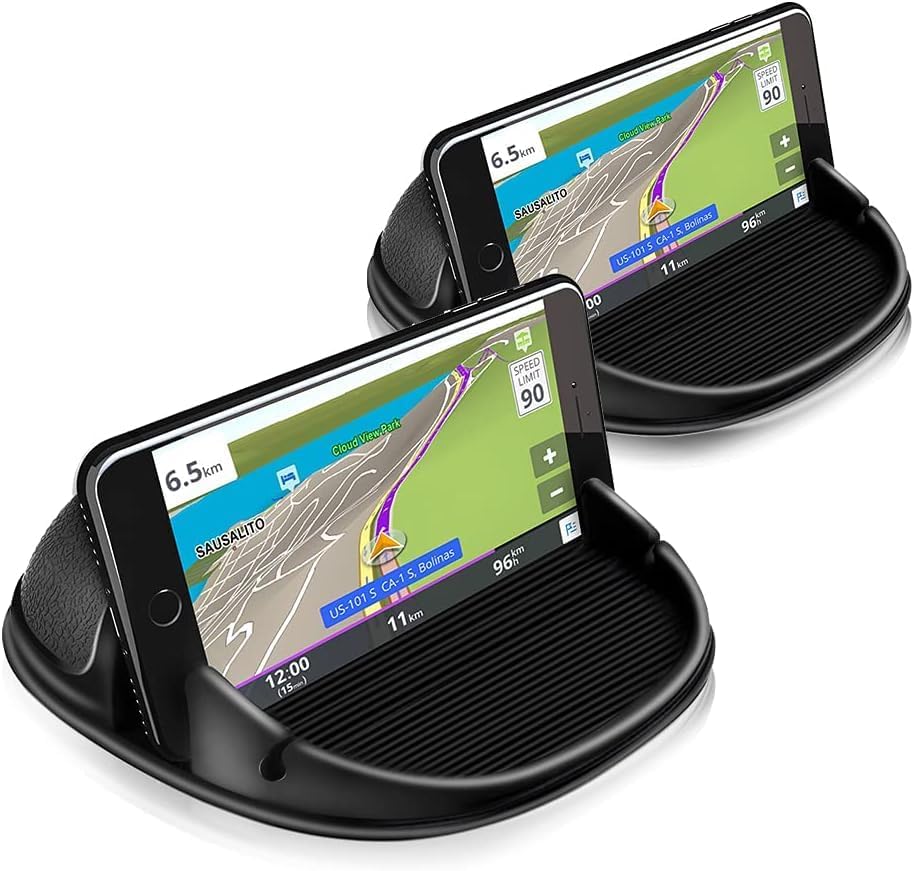 Loncaster Car Phone Holder, Car Phone Mount Silicone Car Pad Mat for Various Dashboards, Slip Free Desk Phone Stand Compatible with iPhone, Samsung, Android Smartphones, GPS Devices and More, Black