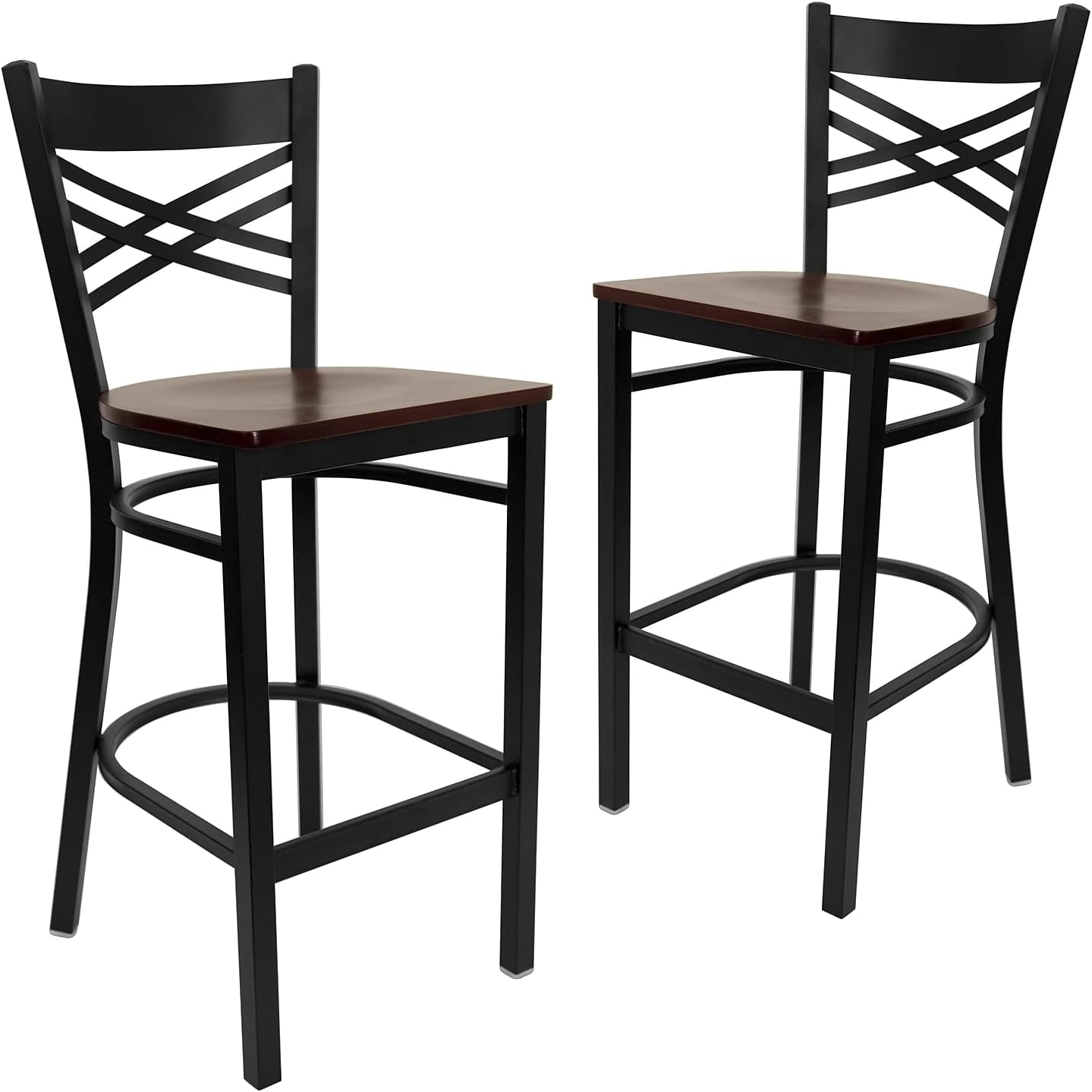 Flash Furniture Hercules Metal Restaurant Barstool, Black | X Back Style, Vinyl Upholstery, Durable Construction, Commercial Use