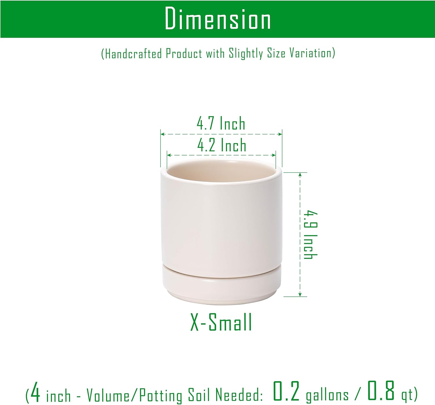 D'vine Dev 2-Pack Ceramic Pots with Saucers, White/Grey, 4.7 in, 94-V-B-6