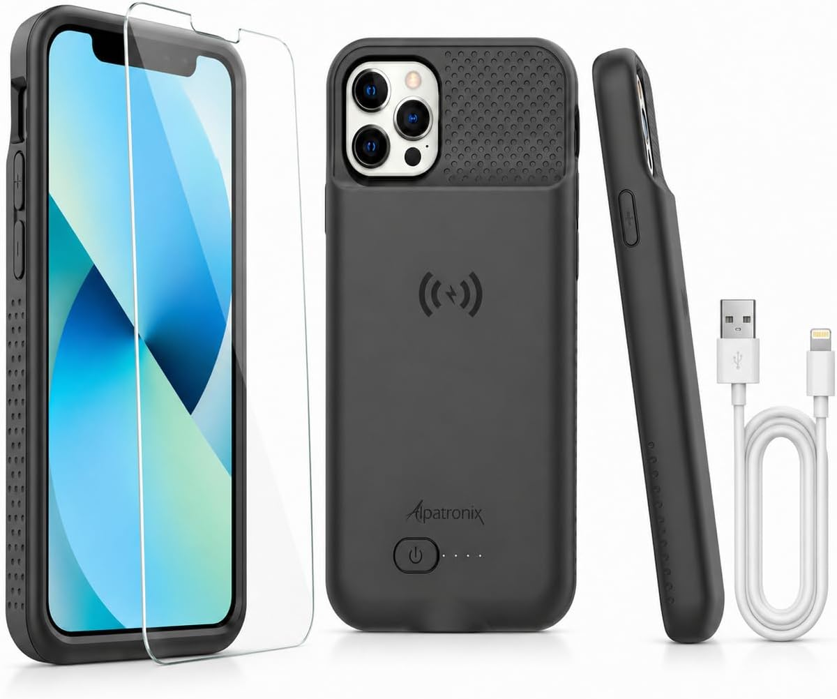 Alpatronix Battery Case for iPhone 12 Mini and iPhone13 Mini (5.4 inch), Slim Portable Protective Extended Charger Cover with Wireless Charging