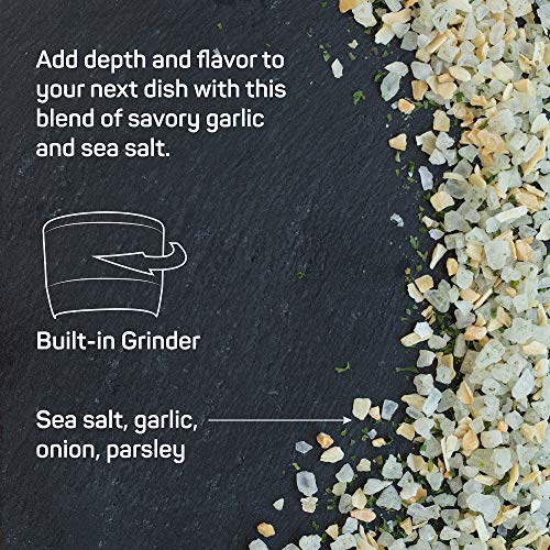 Papa Palermo Garlic Sea Salt Seasoning with Grinder, Kosher, All Natural, No Additives, 9.52 oz