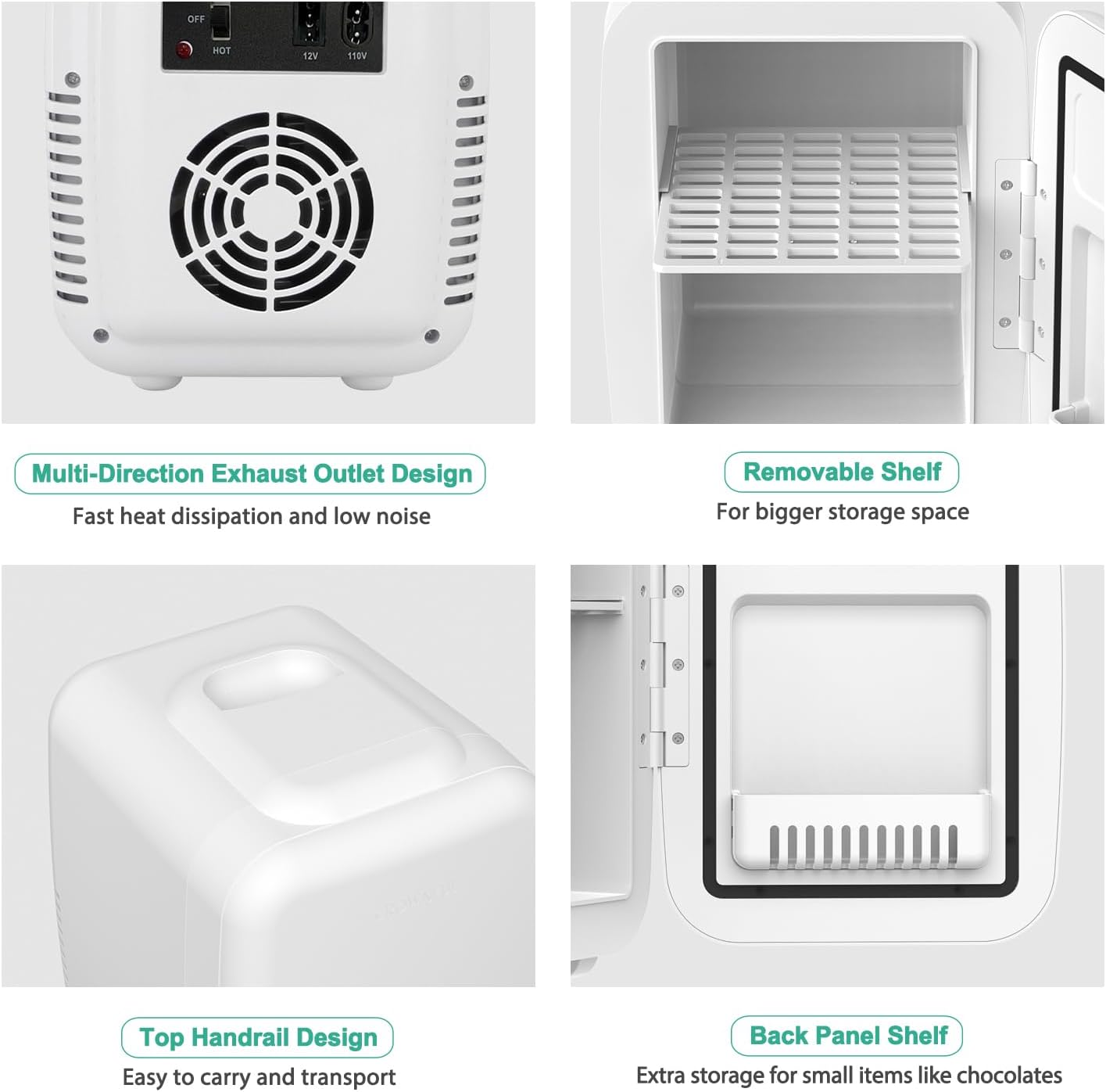 CROWNFUL Mini Fridge, 4 Liter/6 Can Portable Cooler and Warmer Personal Refrigerator for Skin Care, Cosmetics, Beverage, Food, Great for Bedroom