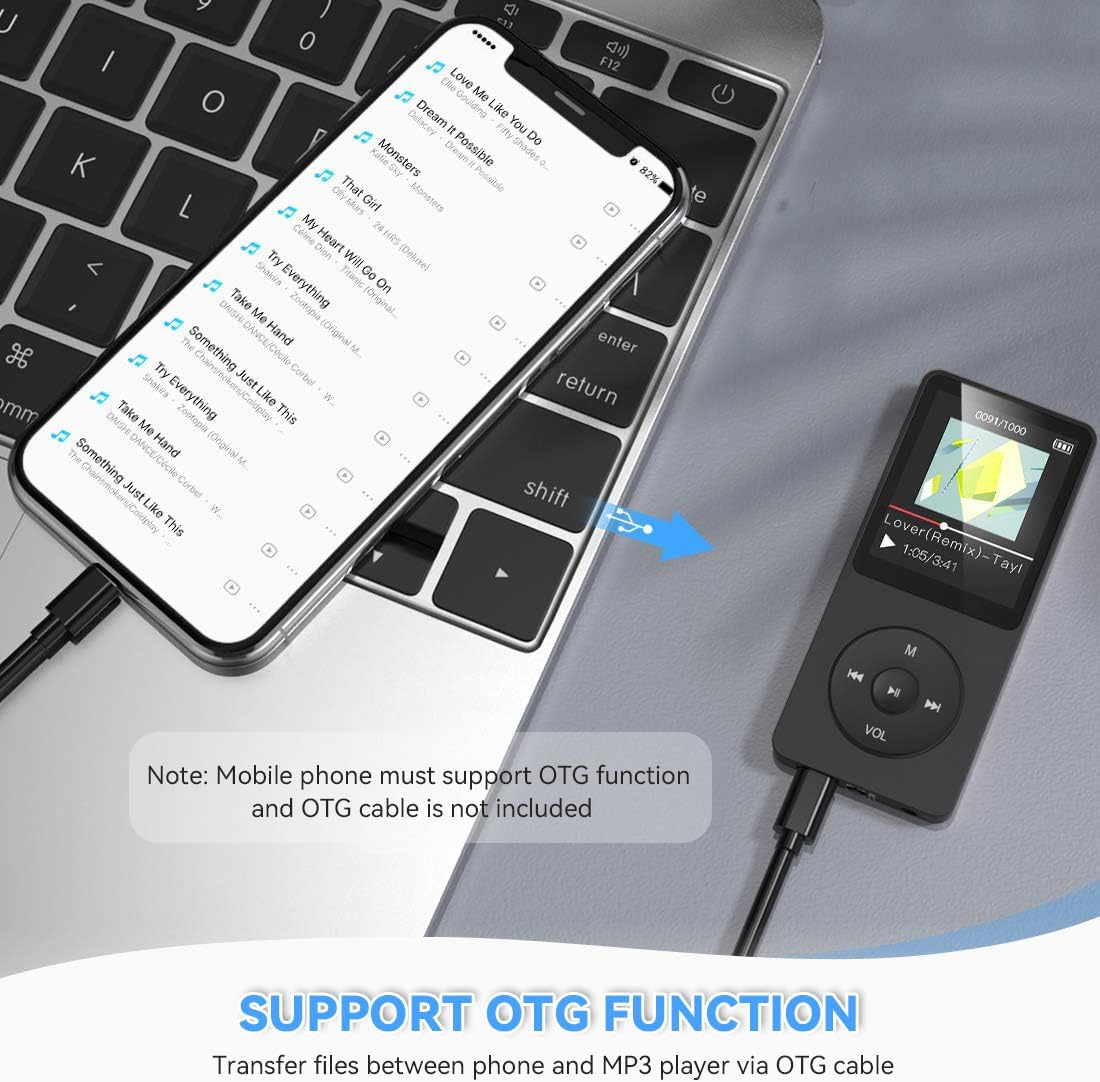 AGPTEK A02S 16GB MP3 Player, 65 Hours Playback Music Player, Dark Blue | Lossless Sound, Supports up to 128GB