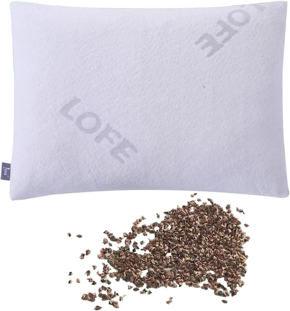 Organic Buckwheat Pillow for Sleeping with Organic Cotton Pillowcase