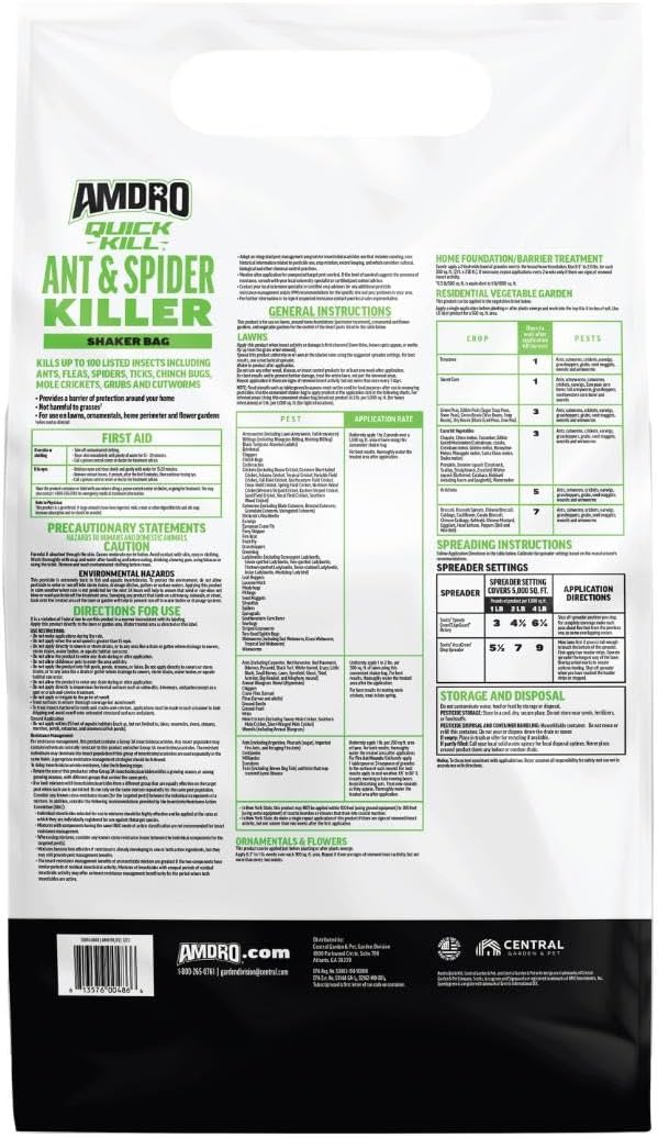 Amdro Kills Ants & Spiders Granules Shaker Bag 3lb | Kills up to 100 insects, covers 3,000 SQ, lasts 3 months, spider and ant killer for lawns