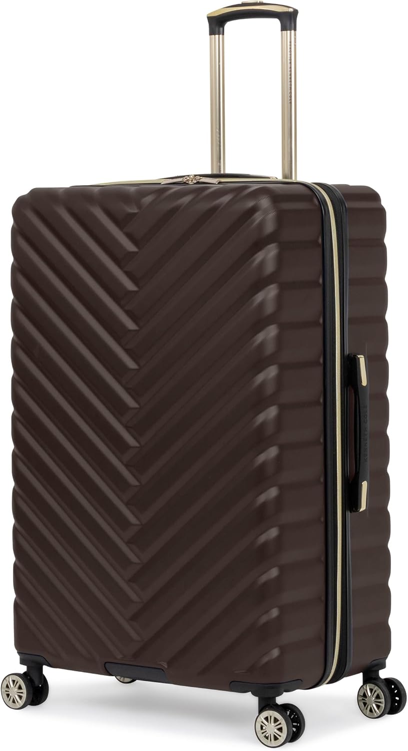 Kenneth Cole REACTION Madison Square Lightweight Hardside Chevron Expandable Spinner Luggage, Black, (28-Inch Checked)
