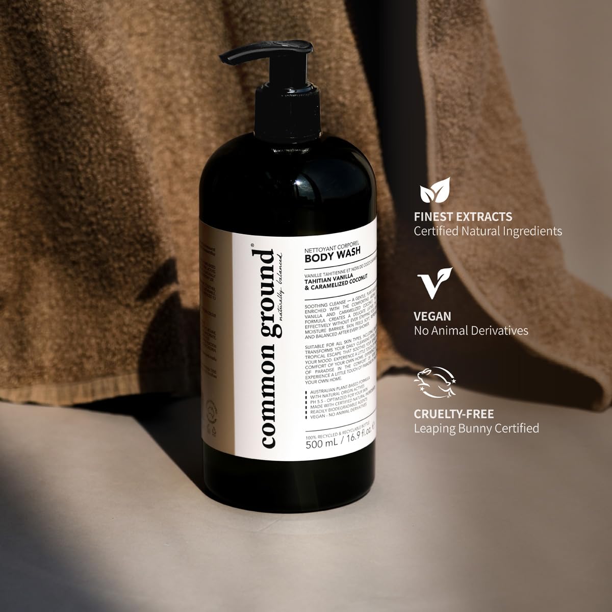 COMMON GROUND Natural Body Wash - Paraben & Cruelty Free, Vegan, Plant-Based, Botanical Freesia Scent & Avocado Oil Extracts - All Skin Types
