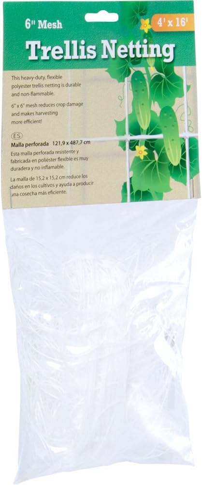 Hydrofarm HGN84 Flexible Polyethylene, 4 x 8', 6" Mesh Trellis Netting, 4x8 Feet