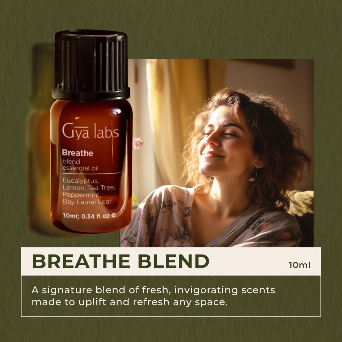 Gya Labs Breathe Essential Oil Blend - 0.34 Fl Oz - for Diffuser, Hair