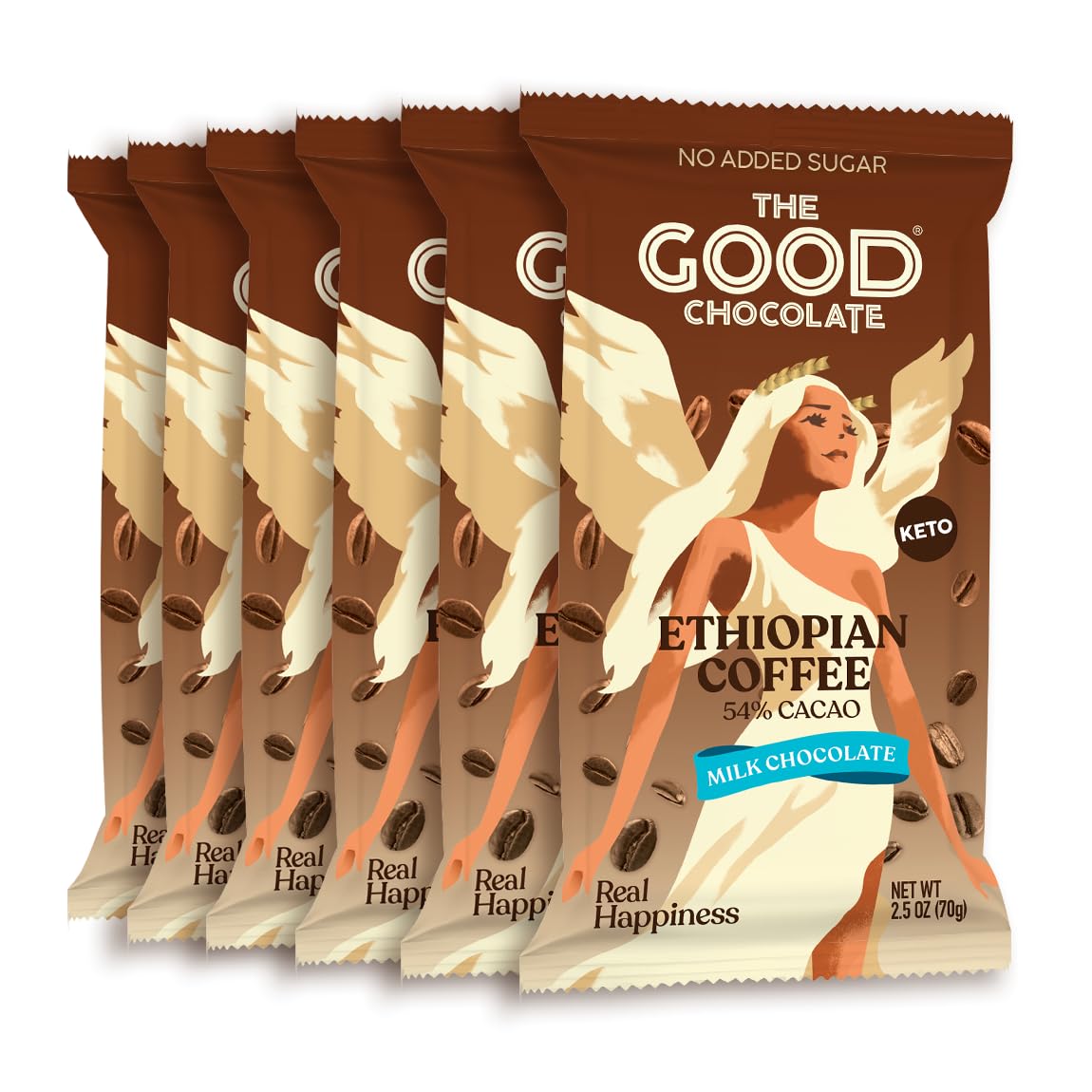 THE GOOD CHOCOLATE – Dark Chocolate Bars with Zero Sugar & Lower Net Carbs – Keto Chocolate Bar with Lower Calories, All Natural and Non-GMO Keto Snacks, 2.5 oz (6 Bars Value Pack)