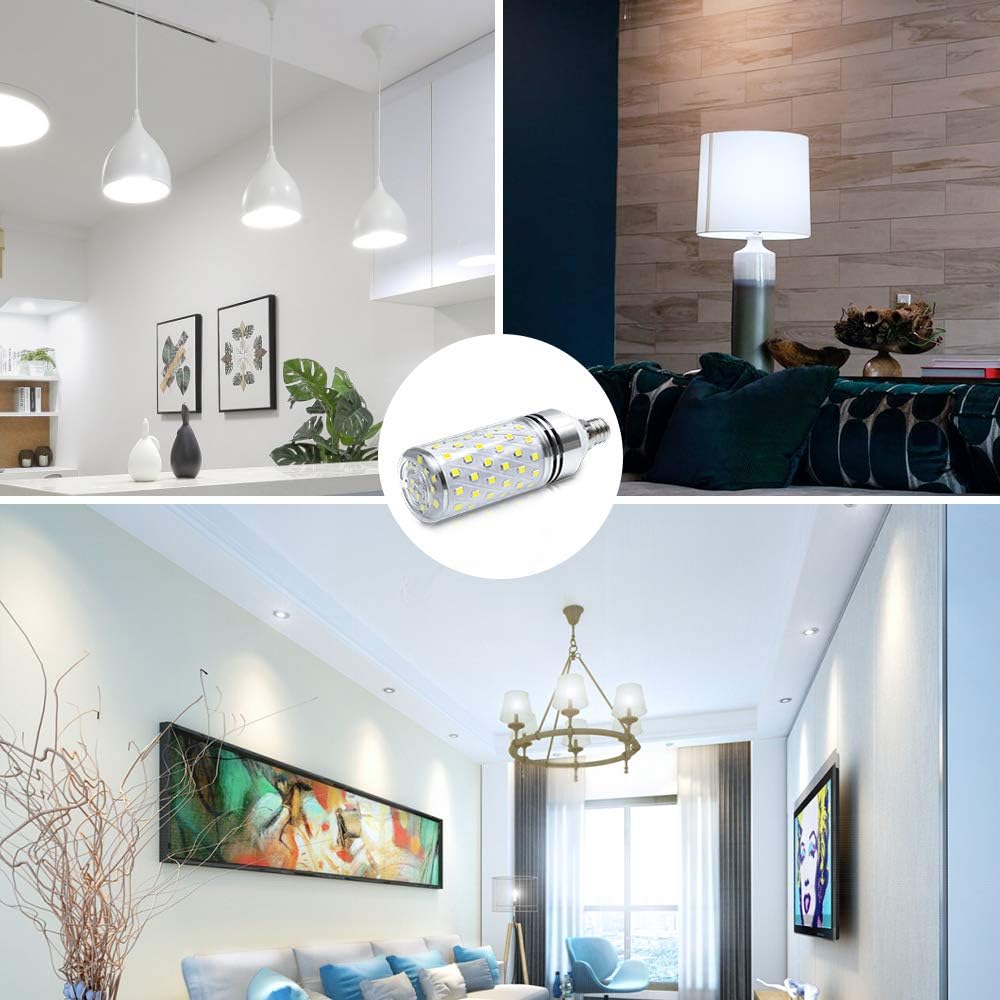 LEDLightsWorld Super Bright E12 LED Corn Bulbs, 16W 1500LM Bulbs, Daylight White 6000K Lights, CRI80+, 120W Incandescent Bulb Equivalent