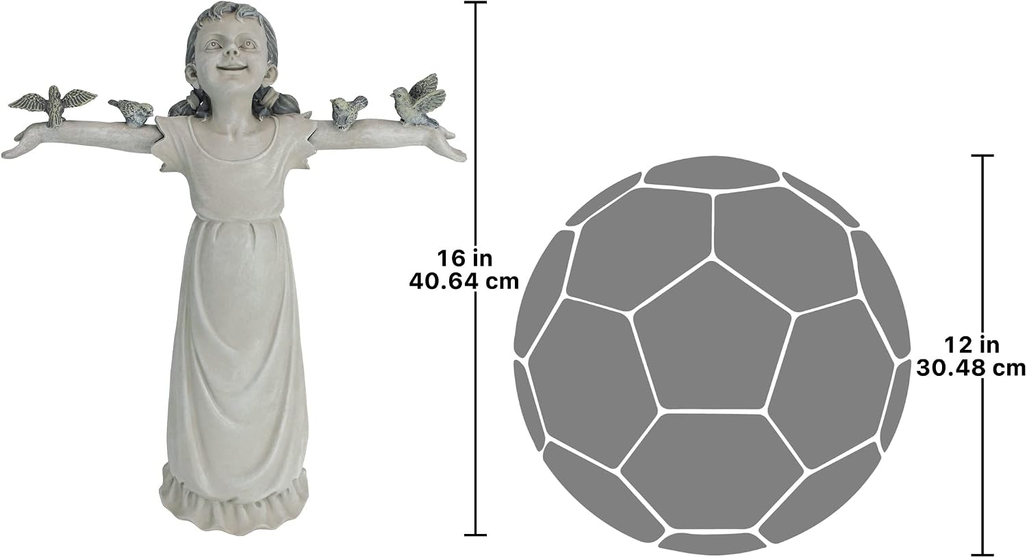 Design Toscano Basking in Glory Little Girl with Birds Outdoor Garden Statue, Medium, 16 inches tall, Cast Stone Resin, Two Tone Stone Finish