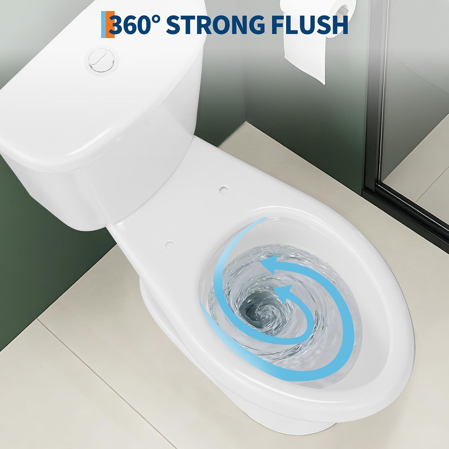 Two-Piece Toilets for Bathrooms, Comfort ADA Toilet with 19" Height, Elongated with Soft Close Seat, Power Flush 1.28 GPF