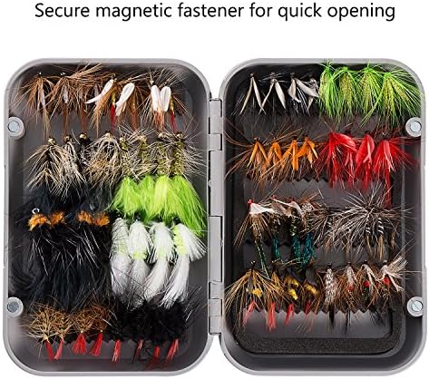 BASSDASH Fly Fishing Assorted Flies Kit, Pack of 64 pcs Including Dry and Wet Flies, Nymphs, Streamers, Terrestrials, Leeches and More