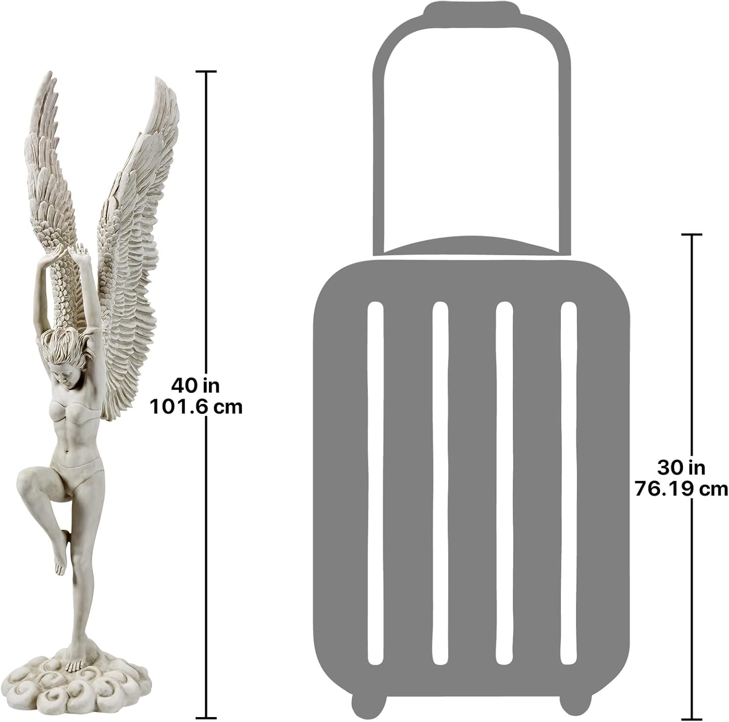 Design Toscano Remembrance and Redemption Angel Religious Indoor/Outdoor Garden Statue, From Base to Top of the Wings Nearly 3 feet tall! Tall, Cast Stone Resin, Antique Stone Finish