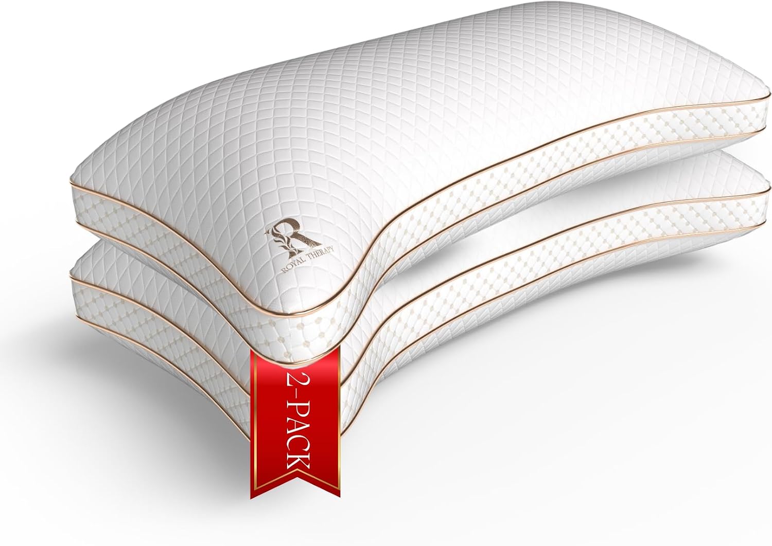 Royal Therapy Queen Size Set of 2-Shredded Memory Foam Pillow–Adjustable Memory Foam Pillow for Sleeping, Firm Pillow for Neck & Shoulder Support