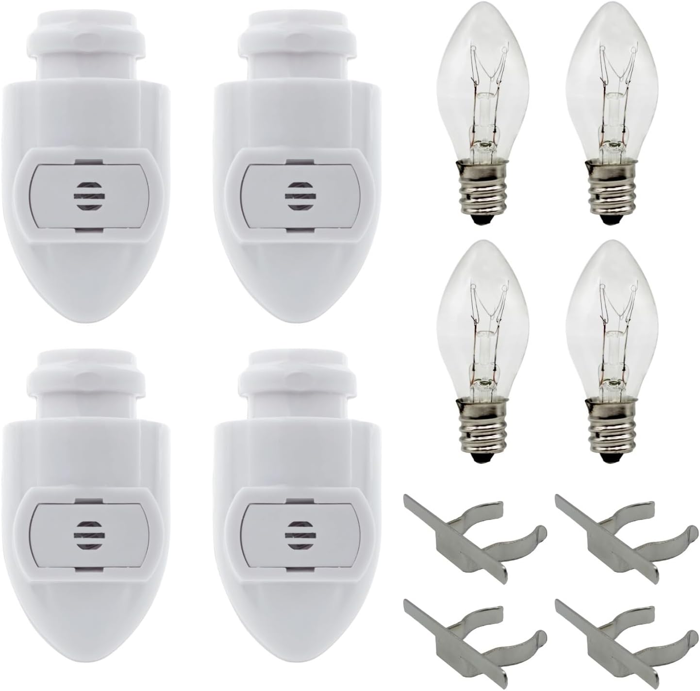 Creative Hobbies Auto On Sensor Plug in Night Light Module Includes 4 Bulbs and 4 Metal Clips, Great for Making Your Own Decorative Night Lights