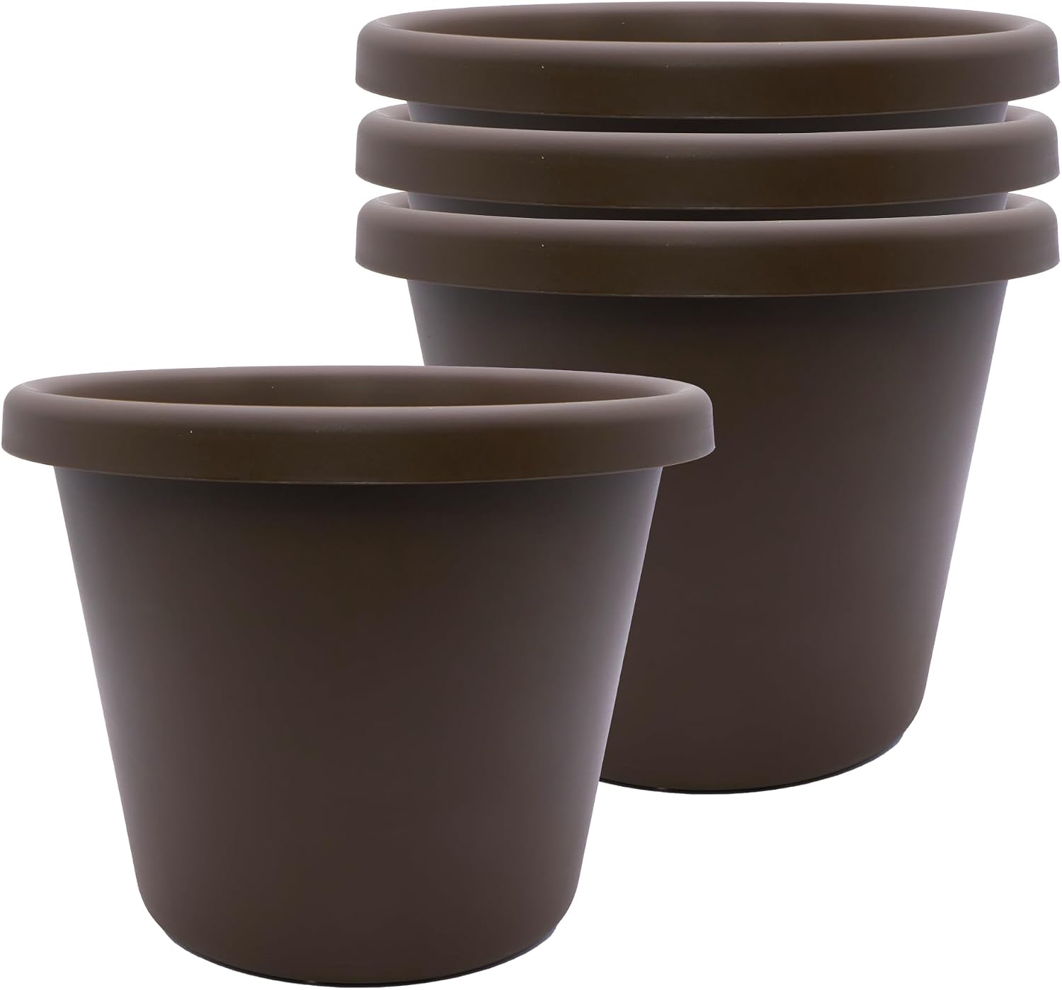 The HC Companies Classic Round Plastic Plant Pot w/Rolled Rim - Lightweight & UV Resistant Flower Pot for Herbs & More - Outdoor & Indoor Plant Pots w/Drainage (15.5 inch Warm Gray, Pack of 1)