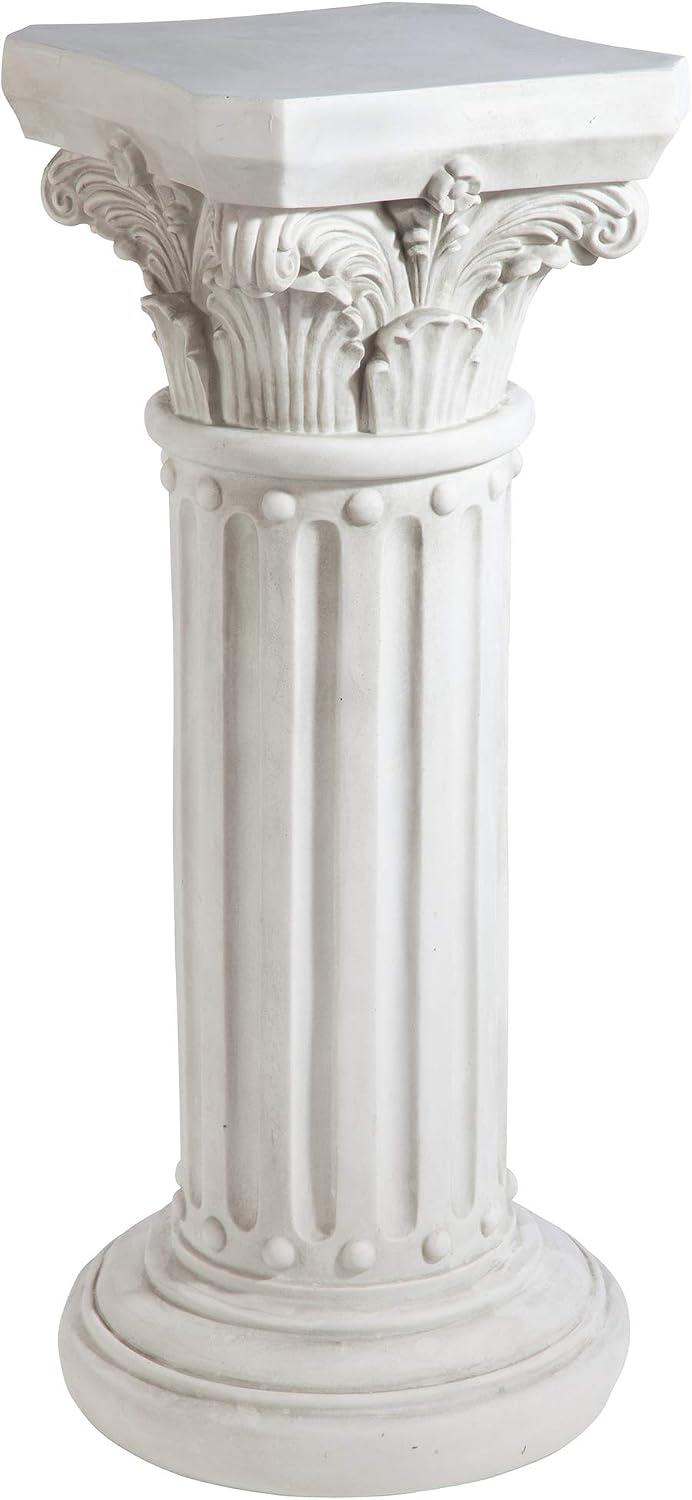 Design Toscano EU2866 Rose Garland Indoor/Outdoor Pedestal Plant Stand, 11 Inches Wide, 34 Inches Tall, Handcast Polyresin, Antique Stone Finish