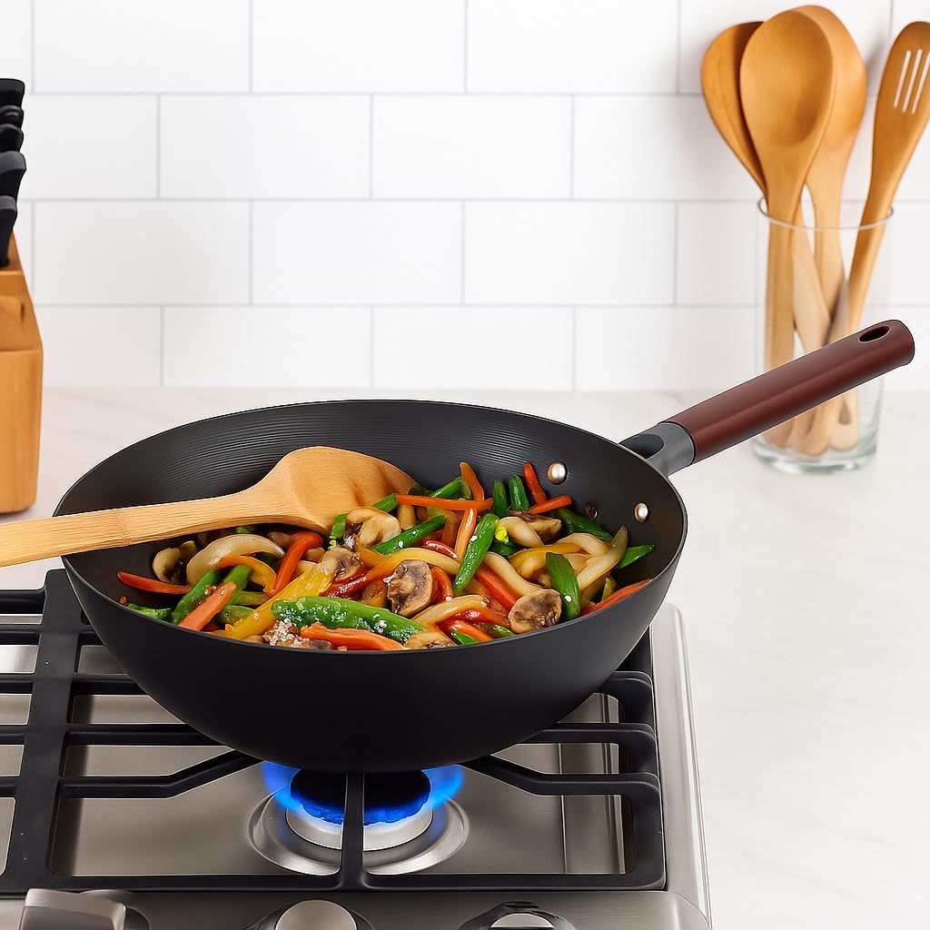 Helen's Asian Kitchen Xylan Non-Stick Wok, 12-Inch Flat Bottom Wok