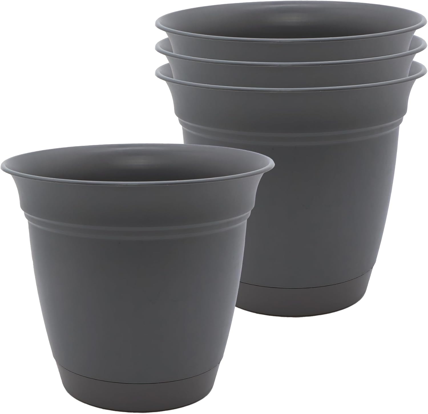 The HC Companies Eclipse Round Planter with Saucer - Outdoor & Indoor Plant Pot with Drainage Holes - Lightweight