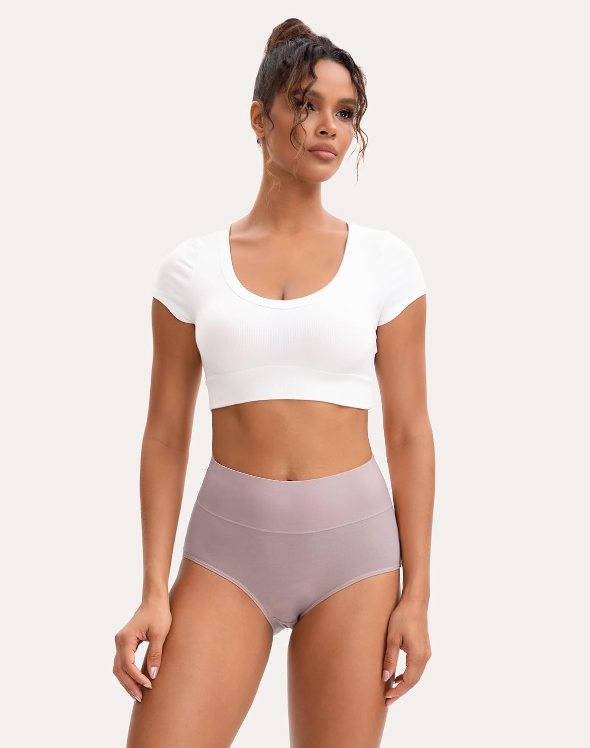 INNERSY Women's High Waisted Underwear Cotton Panties Regular & Plus Size 5-Pack