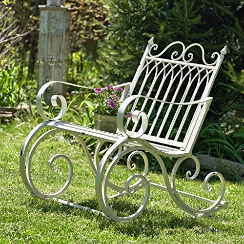 Zaer Ltd. Outdoor Metal Rocking Arm Chair (Arm Chair, Antique White)