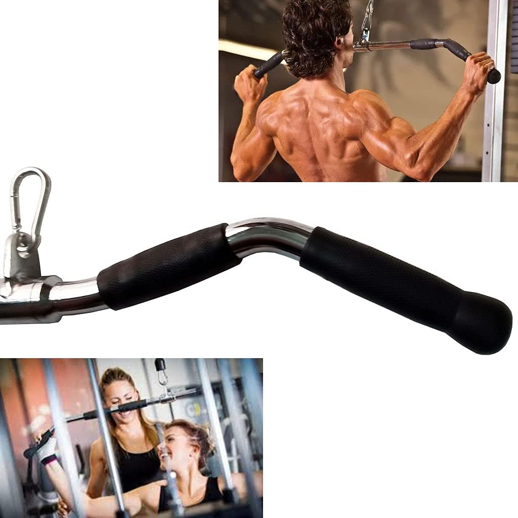 Revolving Lat Pulldown Bar for Cable Machine, Straight Bar with Rubber Grip - Tricep Press Down, Curl & Back Exercise Attachment for Home Gym