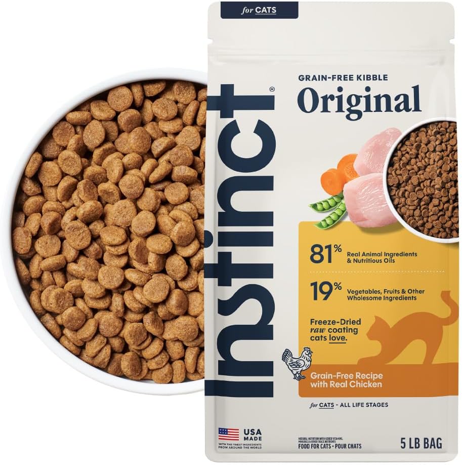 Instinct Original Dry Cat Food, Raw Coated Kibble, Real Chicken, 11 lb. Bag | Raw-coated kibble with cage-free chicken for strong muscles, digestive health, and healthy skin & coat, grain-free