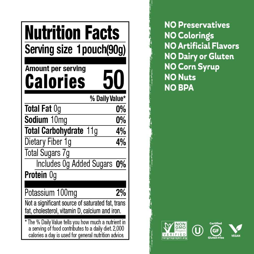Buddy Fruits Snacks To Go Multifruit Unsweetened Applesauce 3.2oz Pouch (18pk) Gluten-Nut-Dairy-Preservatives-BPA Free, Non GMO, Kosher
