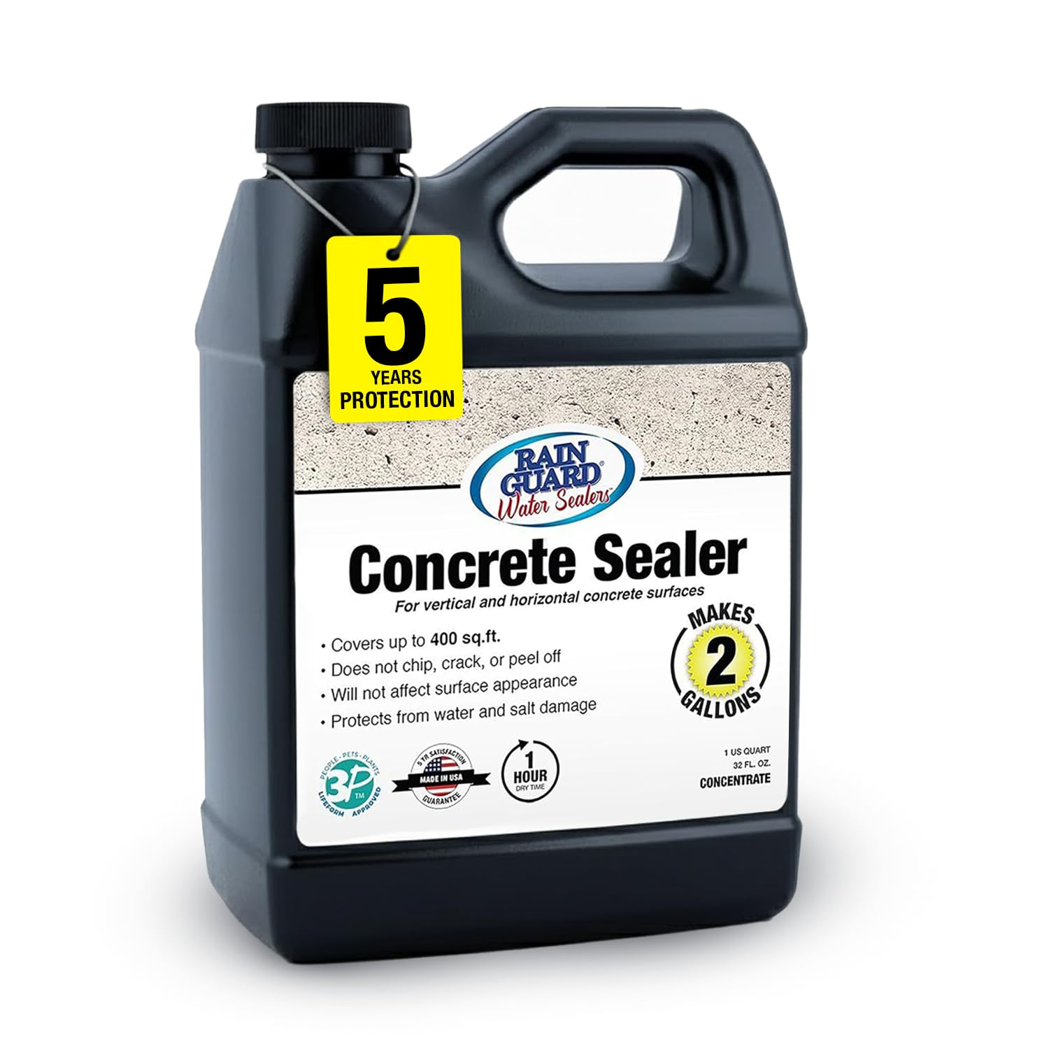 Rain Guard Concrete Sealer 5 Gallon | Ready to Use | Natural Finish | Deep Penetrating Protection Against Water and Salt Damage for All Concrete Surfaces | Silane/Siloxane Waterproofer | Ready To Use, Natural Finish, Clear, Deep Penetrating Protection Ag…