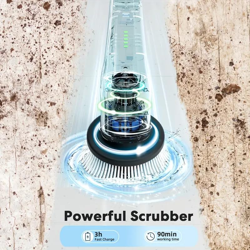 Electric Spin Scrubber, Cordless Cleaning Brush, Shower Cleaning Brush with 8 Replaceable Brush Heads