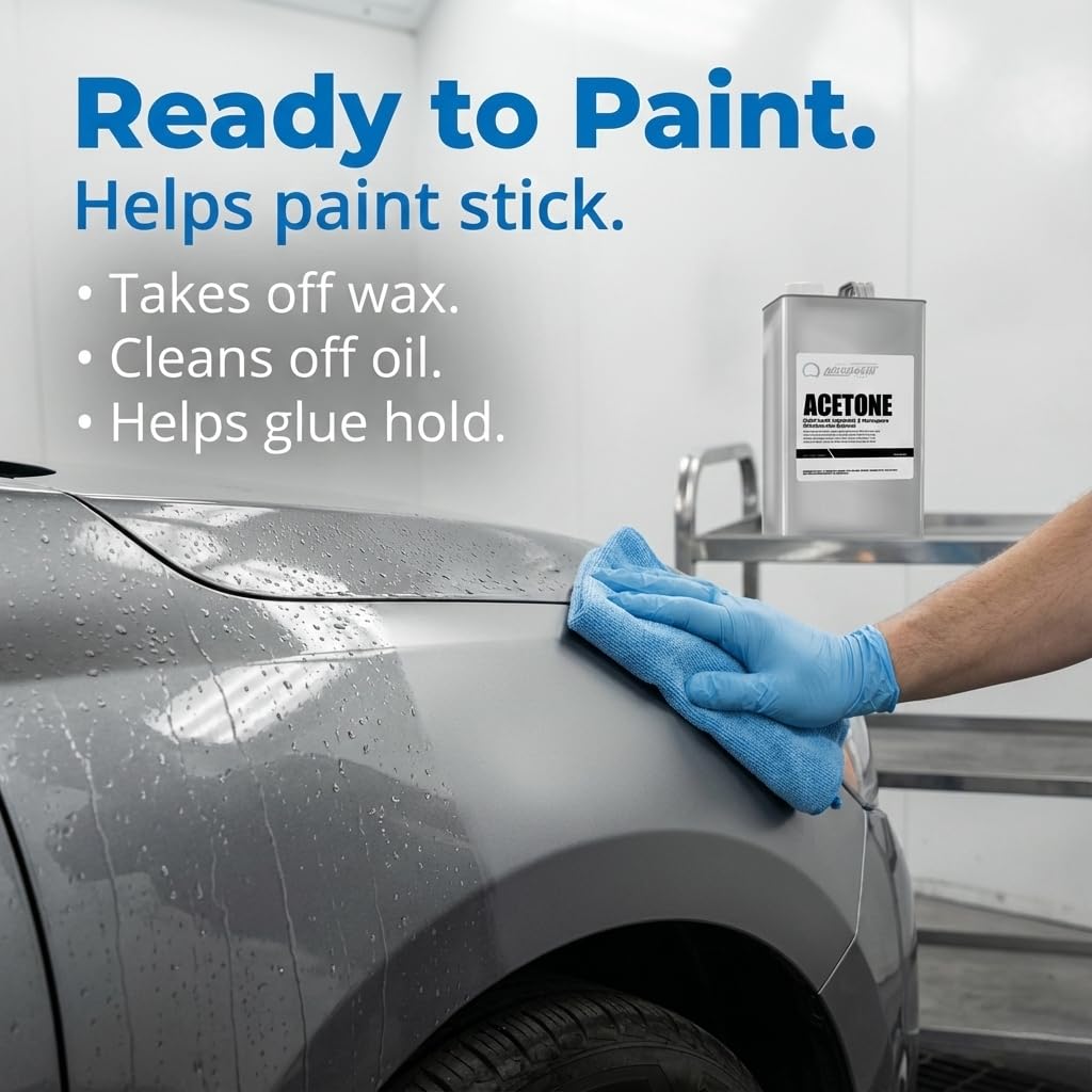 Nanoskin Acetone 1 Gallon – Industrial & Aerospace Grade Solvent Cleaner, Fast-Evaporating Degreaser for Metal, Glass & Composite Surface Prep